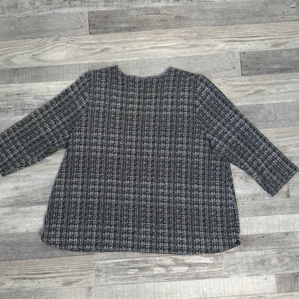 J. Jill Wearever Collection Black White 3/4 Sleeve Top G42 - Picture 5 of 5